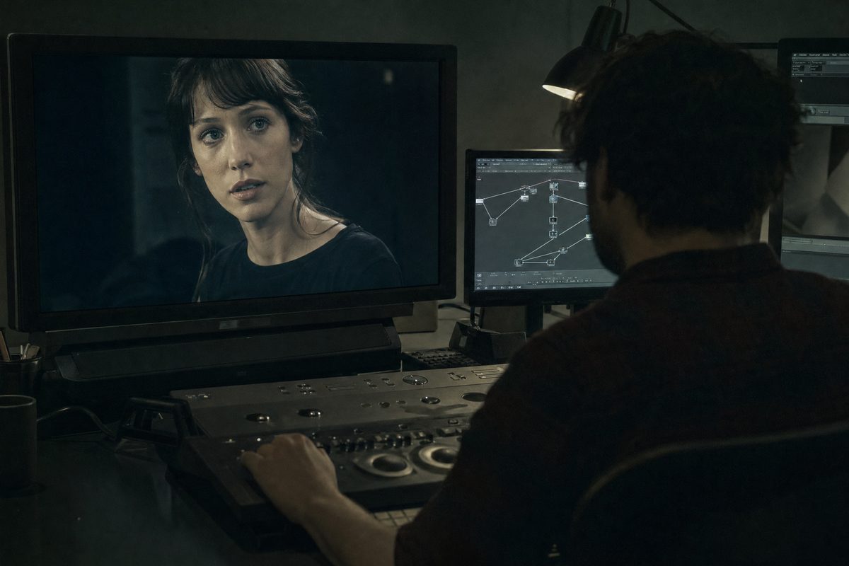 A captured performance driving a generated character in post.