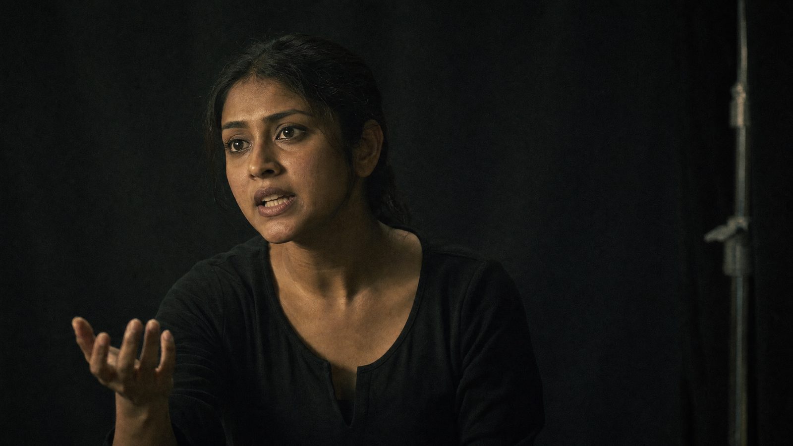Captured performance, the real performer on the Film Closet floor in Dhaka.